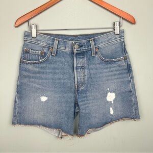Levi’s 501 fit high rise button fly women’s jean shorts distressed size W25